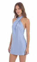 Chic A-Line Halter Sleeveless Draped Backless Fuchsia Mini Homecoming Dress Women's