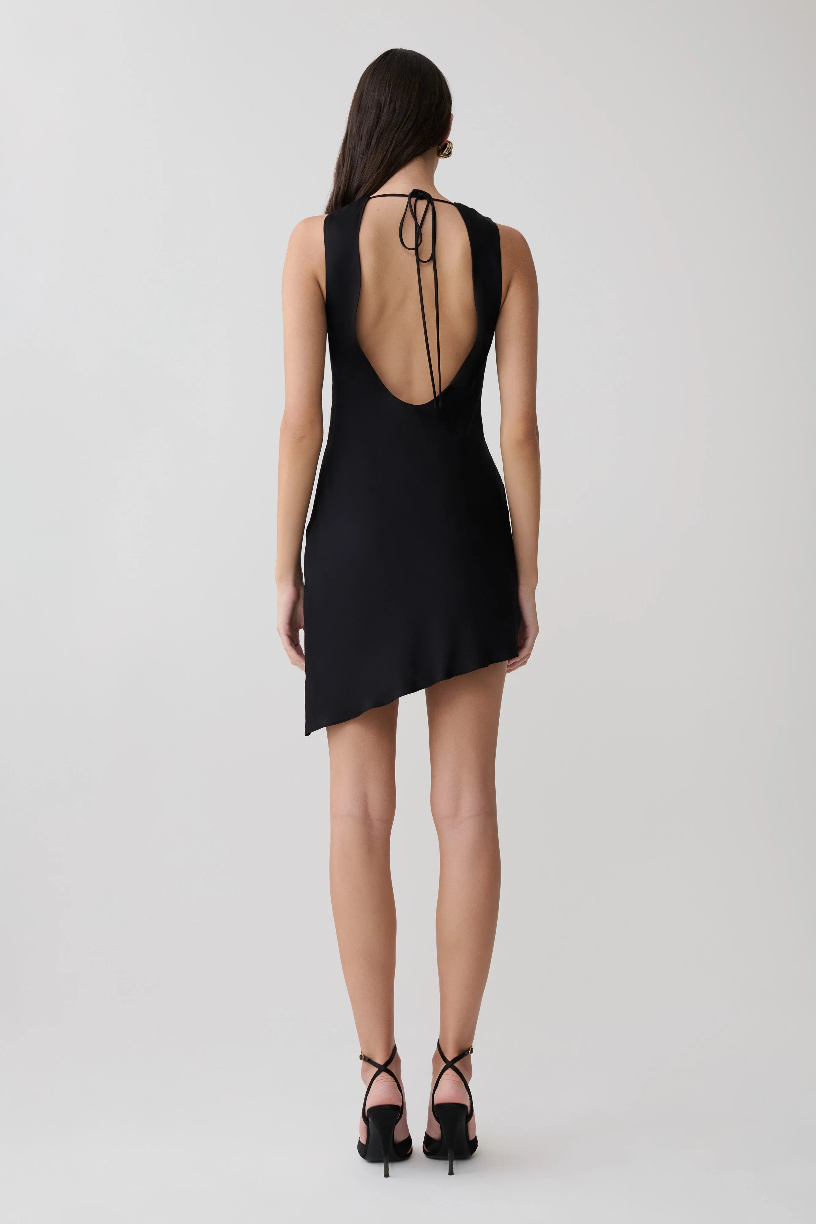Chic A-Line High Neck Sleeveless Asymmetrical Backless Black Mini Homecoming Dress