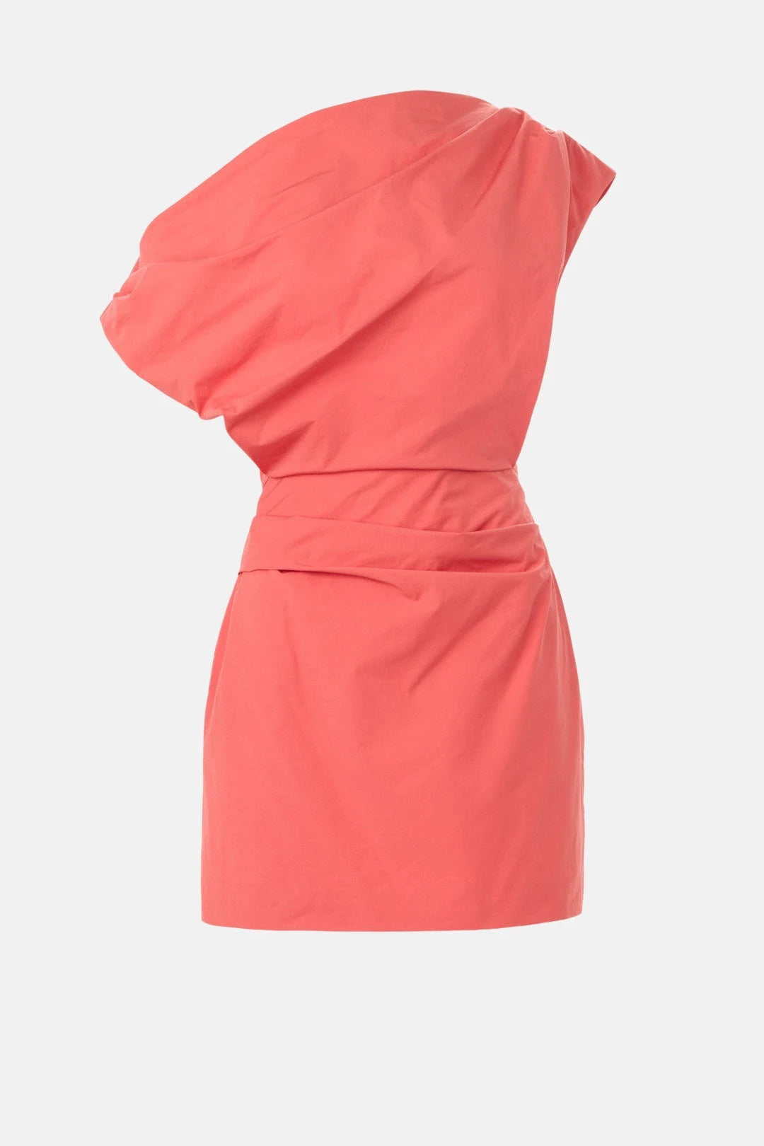 Chic A-Line One-Shoulder Draped Modern Coral Mini Homecoming Dress Women's