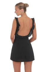 Chic A-Line Ruffled V-Neck Sleeveless Playful Open-Back Sky Blue Mini Homecoming Dresses