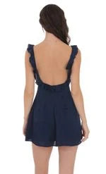 Chic A-Line Ruffled V-Neck Sleeveless Playful Open-Back Sky Blue Mini Homecoming Dresses