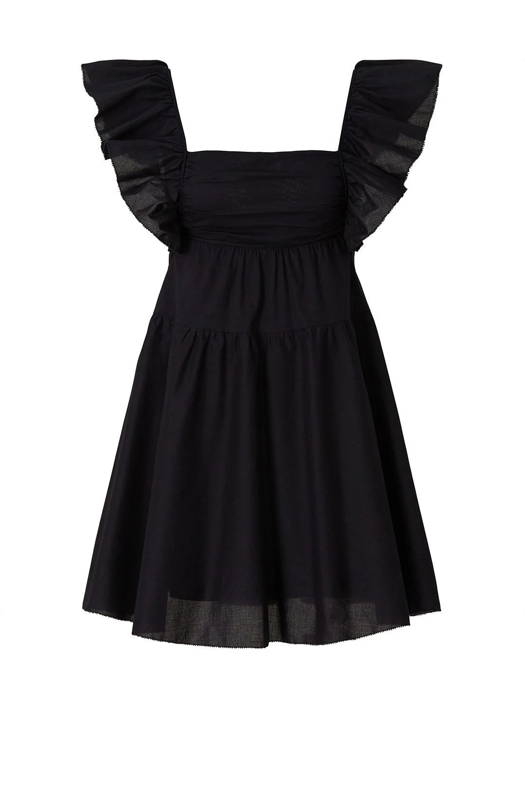 Chic A-Line Square Neck Ruffled Sleeves Black Mini Homecoming Party Dress