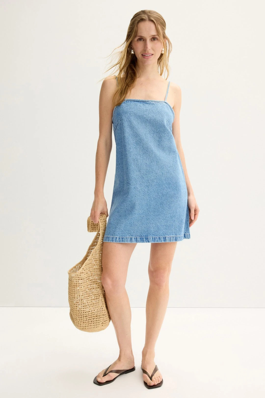 Chic A-Line Square Neck Sleeveless Casual Light Blue Mini Homecoming Dress Women
