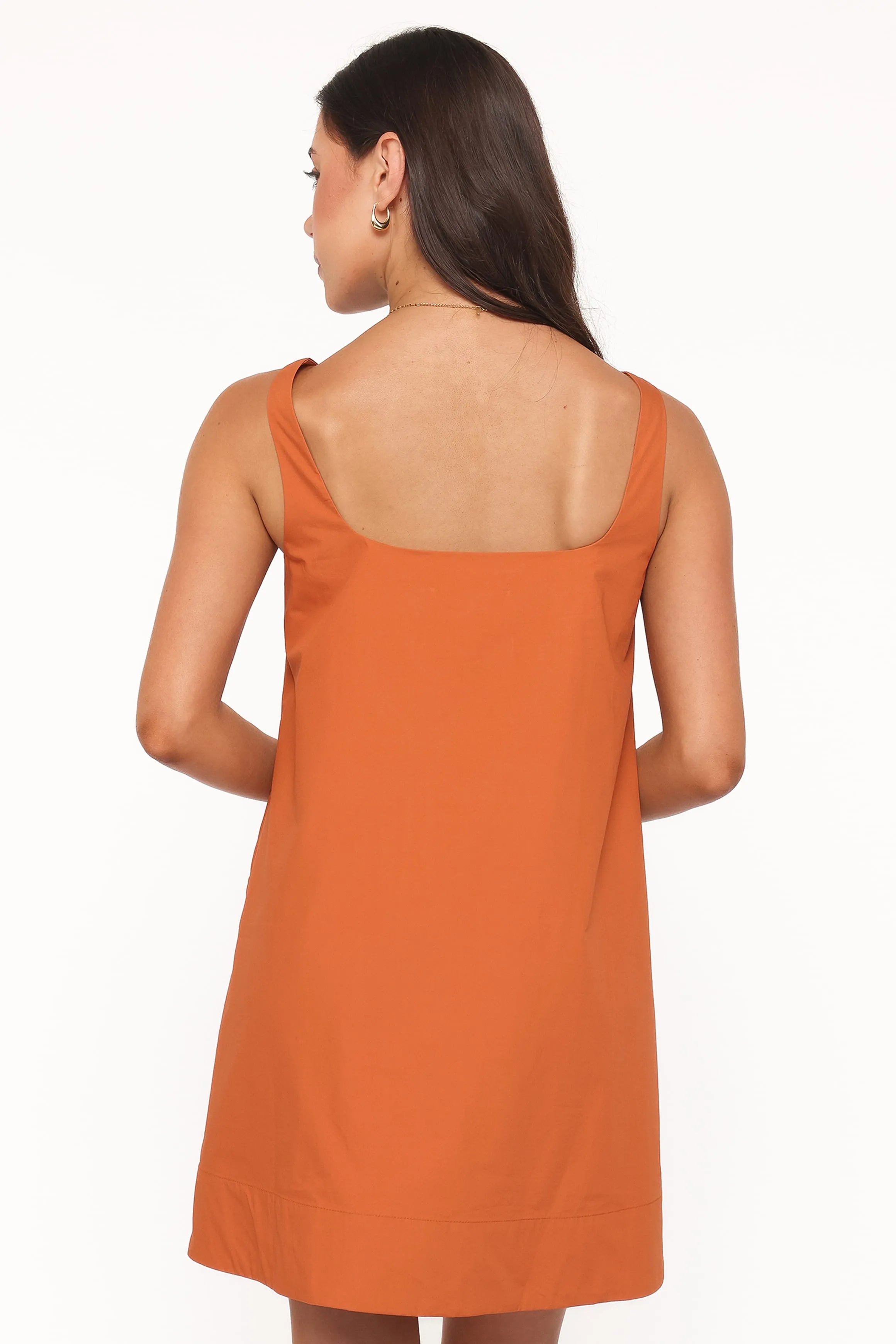 Chic A-Line Square Neck Sleeveless Casual Stylish Rust Mini Homecoming Dress for Women