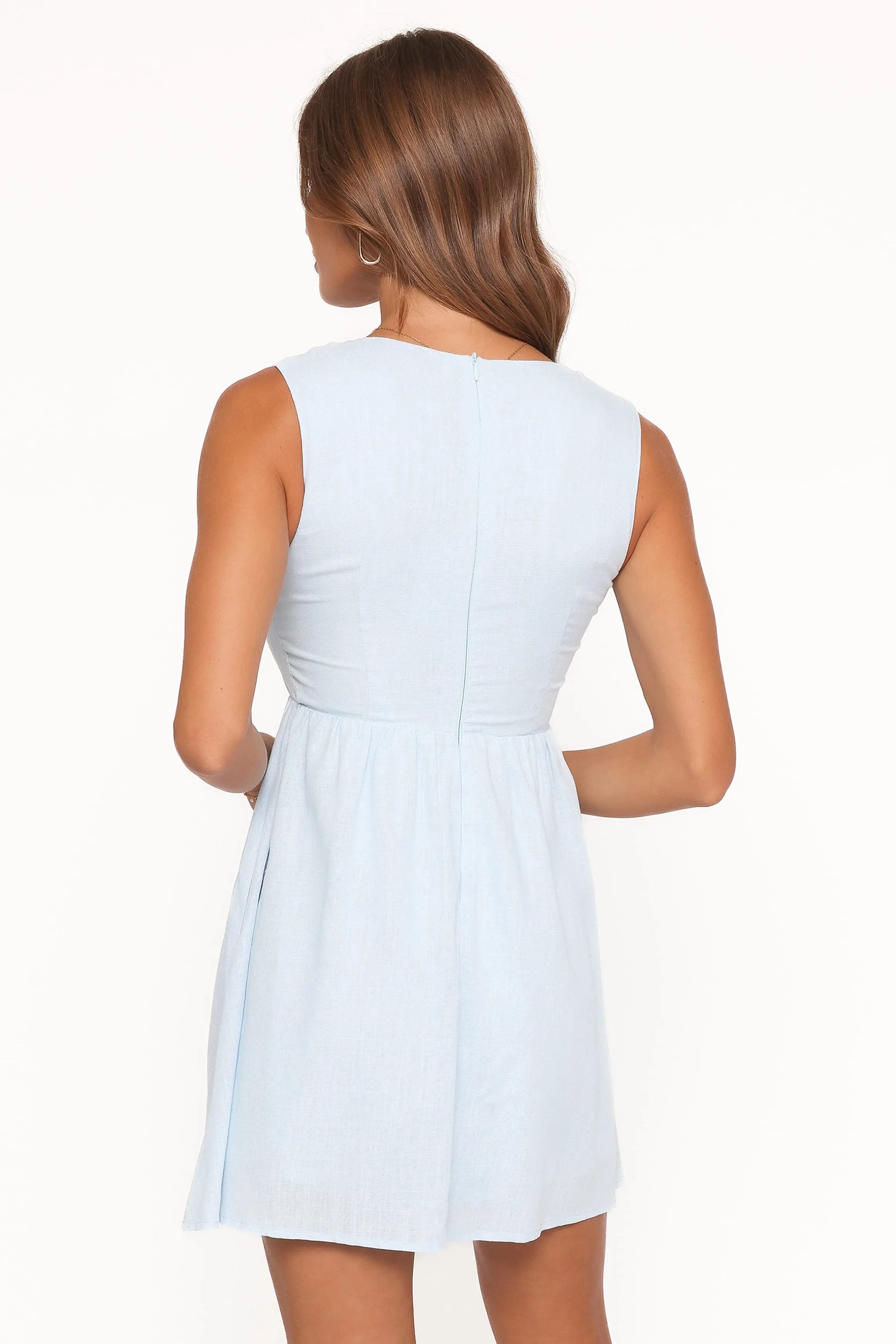 Chic A-Line Square Neck Sleeveless Flowy Sweet Light Blue Mini Homecoming Dress