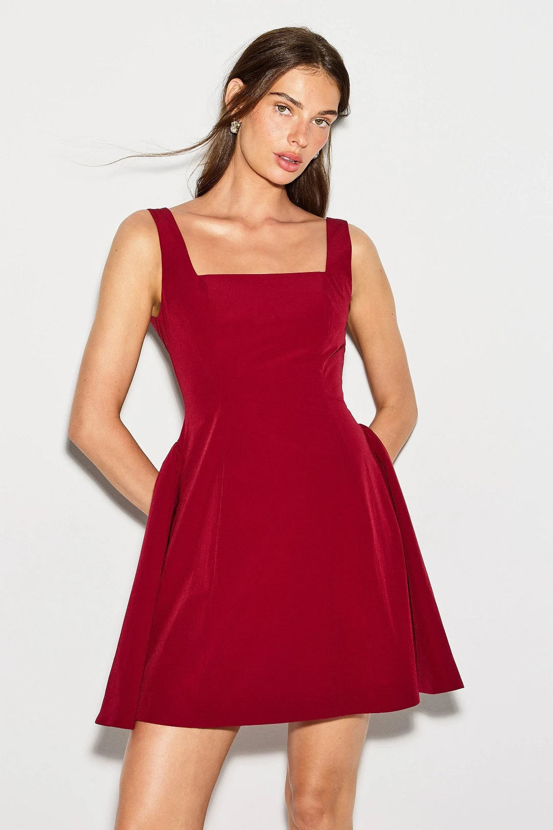 Chic A-Line Square Neck Sleeveless Open Back Red Mini Homecoming Dress