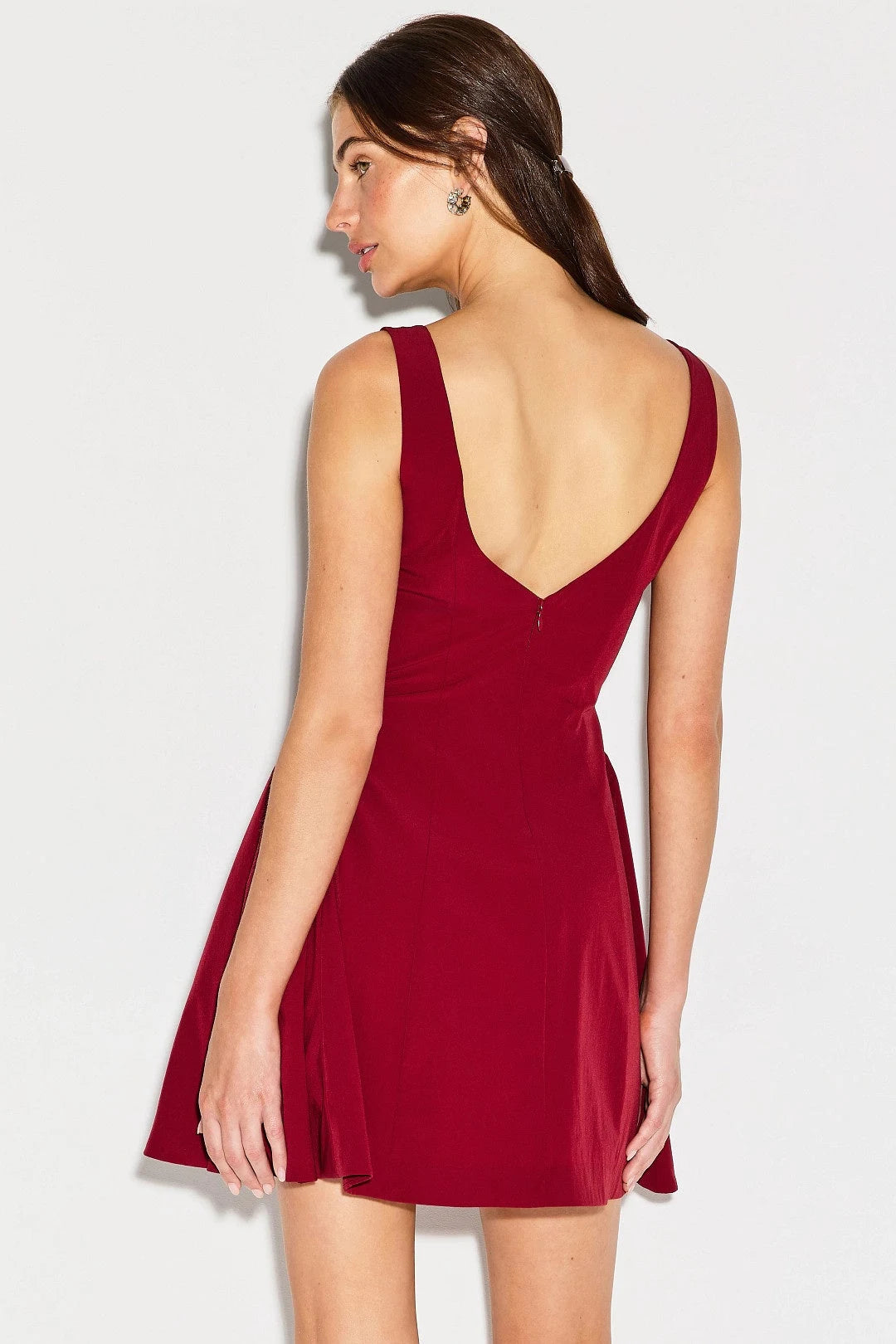 Chic A-Line Square Neck Sleeveless Open Back Red Mini Homecoming Dress