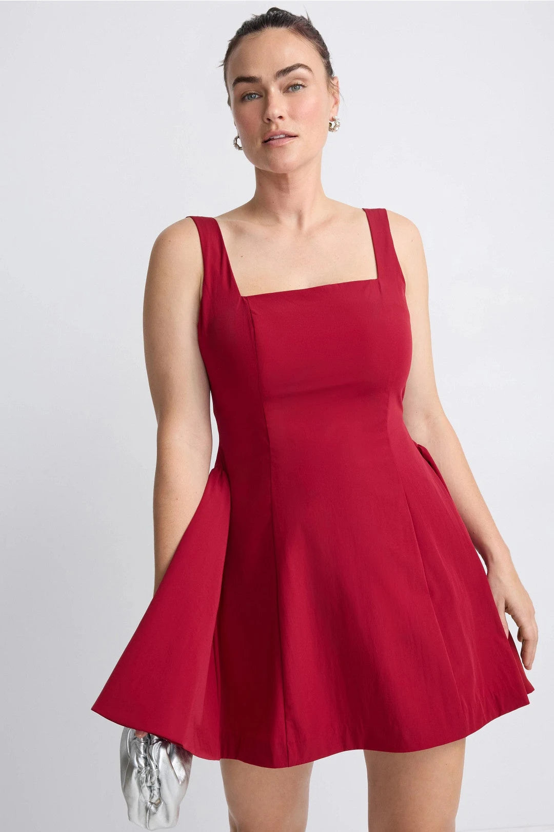 Chic A-Line Square Neck Sleeveless Open Back Red Mini Homecoming Dress