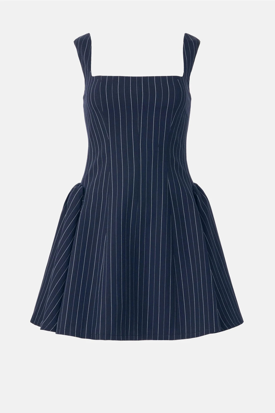 Chic A-Line Square Neck Sleeveless Pinstripe Navy Mini Homecoming Dress for Women