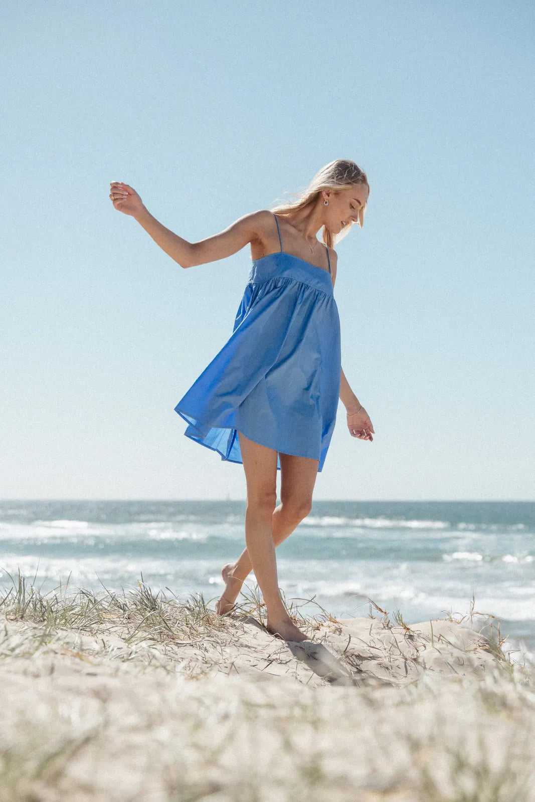 Chic A-Line Square Neck Sleeveless Pleated Tie-Back Blue Mini Homecoming Dress Women's