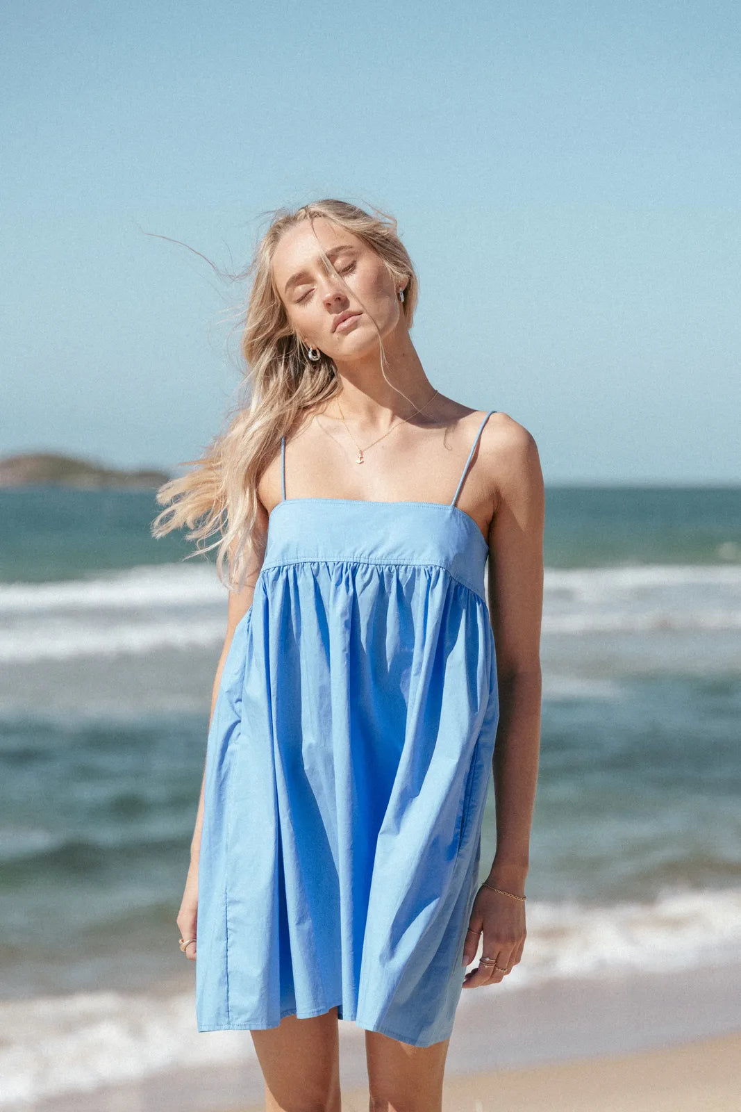 Chic A-Line Square Neck Sleeveless Pleated Tie-Back Blue Mini Homecoming Dress Women's