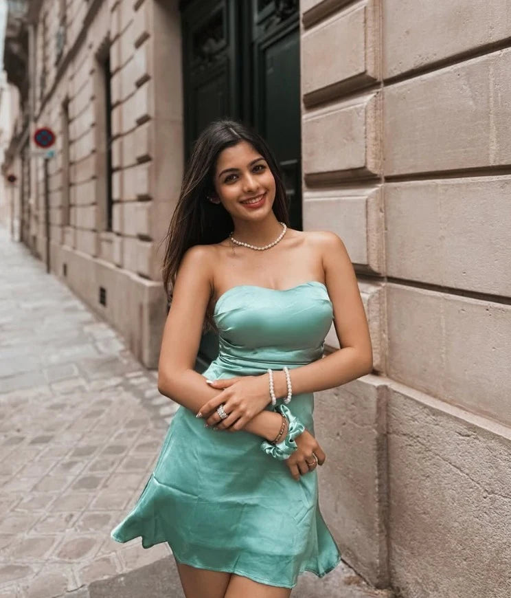 Chic A-Line Strapless Ruched Mint Mini Homecoming Dress For Women