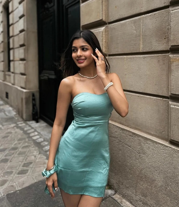 Chic A-Line Strapless Ruched Mint Mini Homecoming Dress For Women
