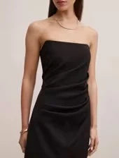 Chic A-Line Strapless Ruched Modern Black Mini Homecoming Dress