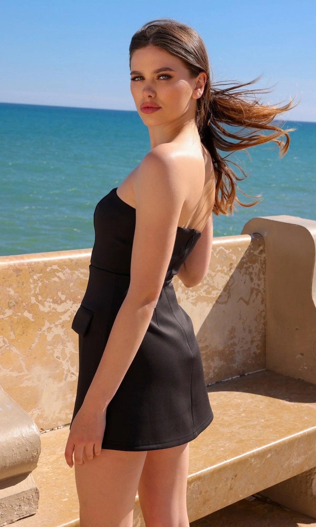 Chic A-Line Strapless Sleeveless Pocketed Cream Mini Homecoming Dress for Women