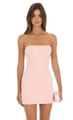 Chic A-Line Strapless Sleeveless Sequin Open Back Blush Pink Mini Homecoming Dress