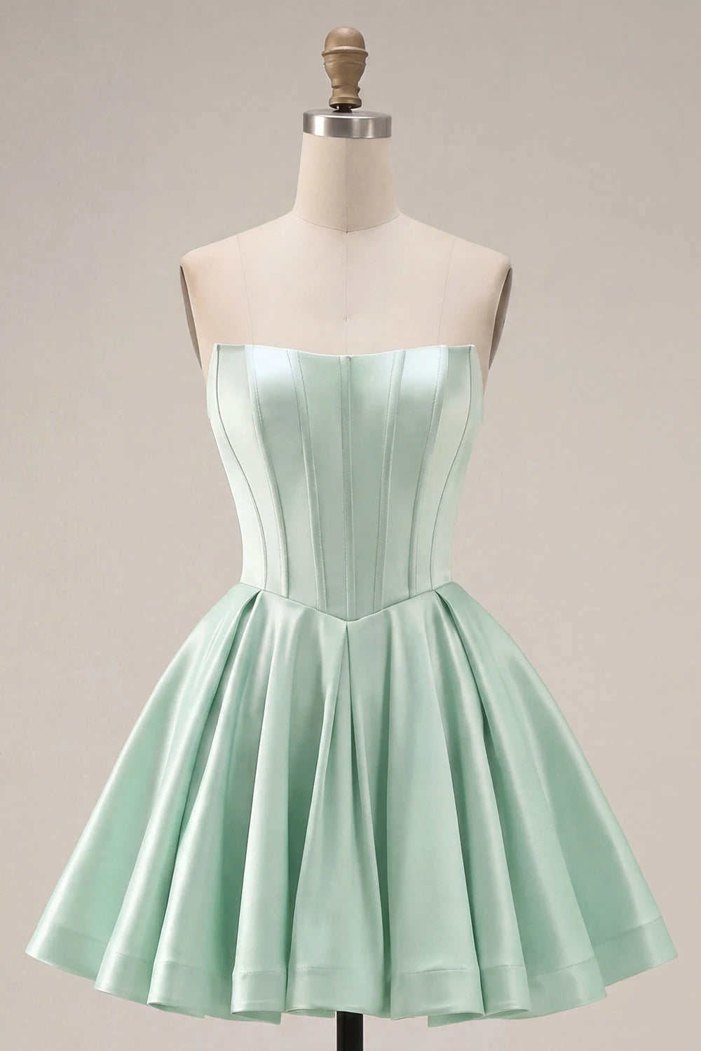 Chic A-Line Sweetheart Corset Pleated Mint Short Homecoming Dress for Women