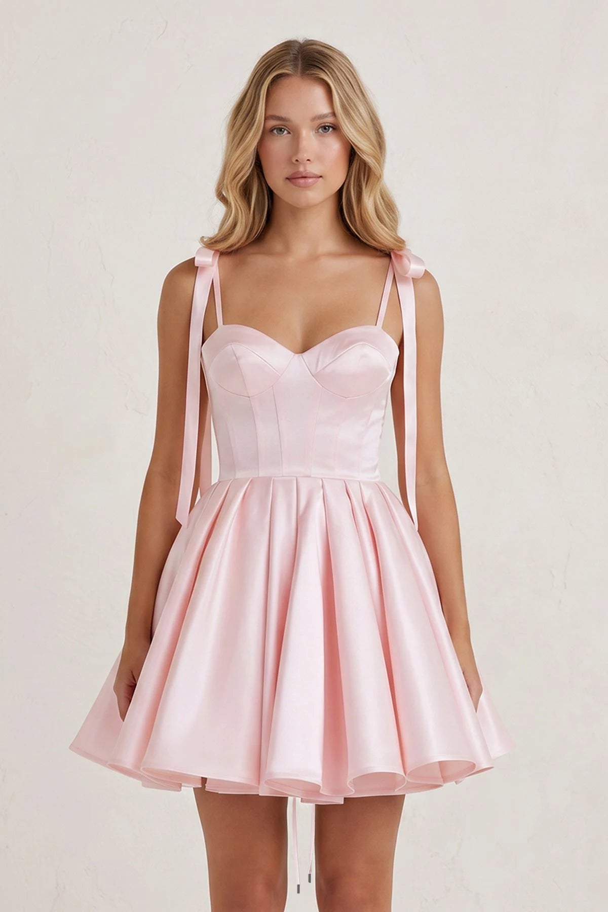 Chic A-Line Sweetheart Sleeveless Corset Bow-Tie Pink Mini Homecoming Dress
