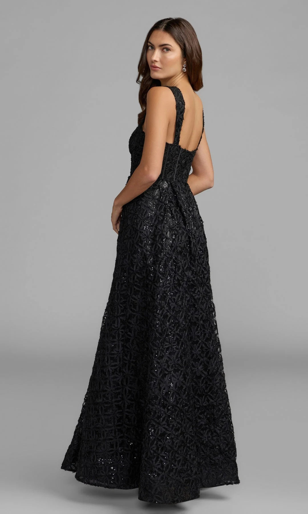 Chic A-Line Sweetheart Sleeveless Corset Sequin Black Long Prom Dresses Women