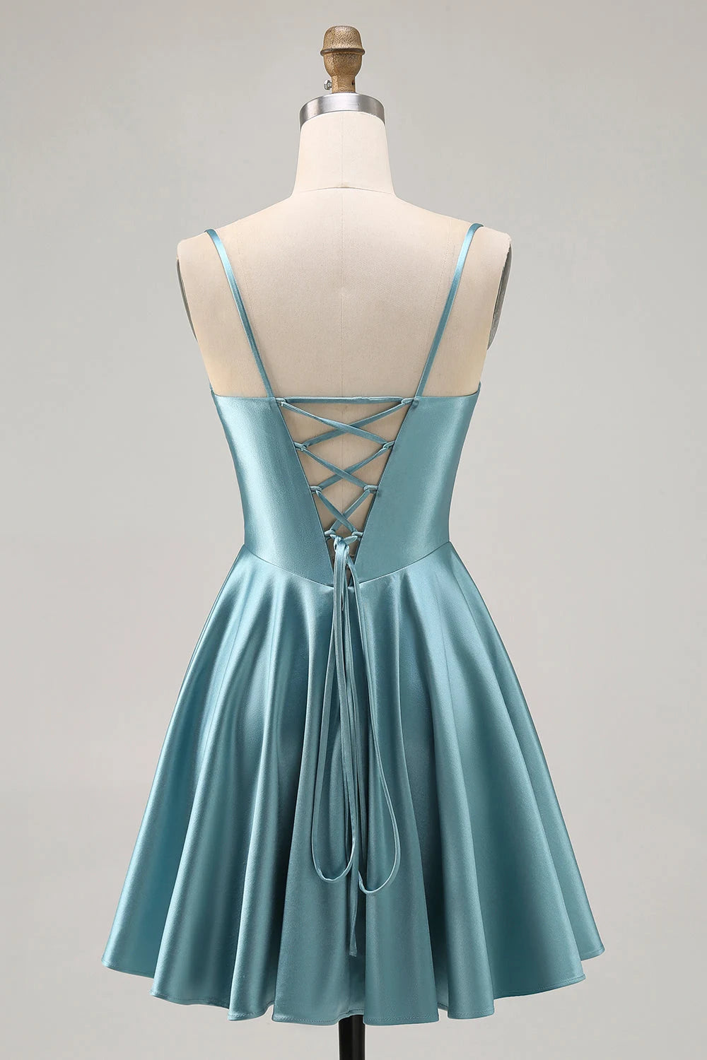 Chic A-Line Sweetheart Sleeveless Draped Corset Teal Short Homecoming Dress