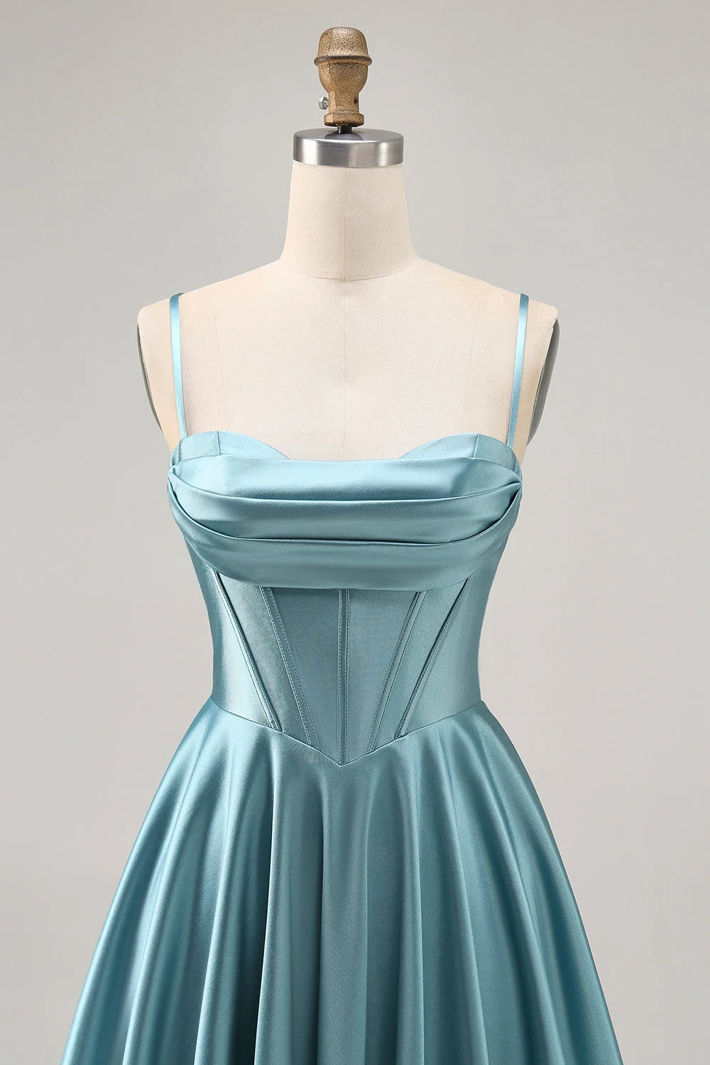 Chic A-Line Sweetheart Sleeveless Draped Corset Teal Short Homecoming Dress