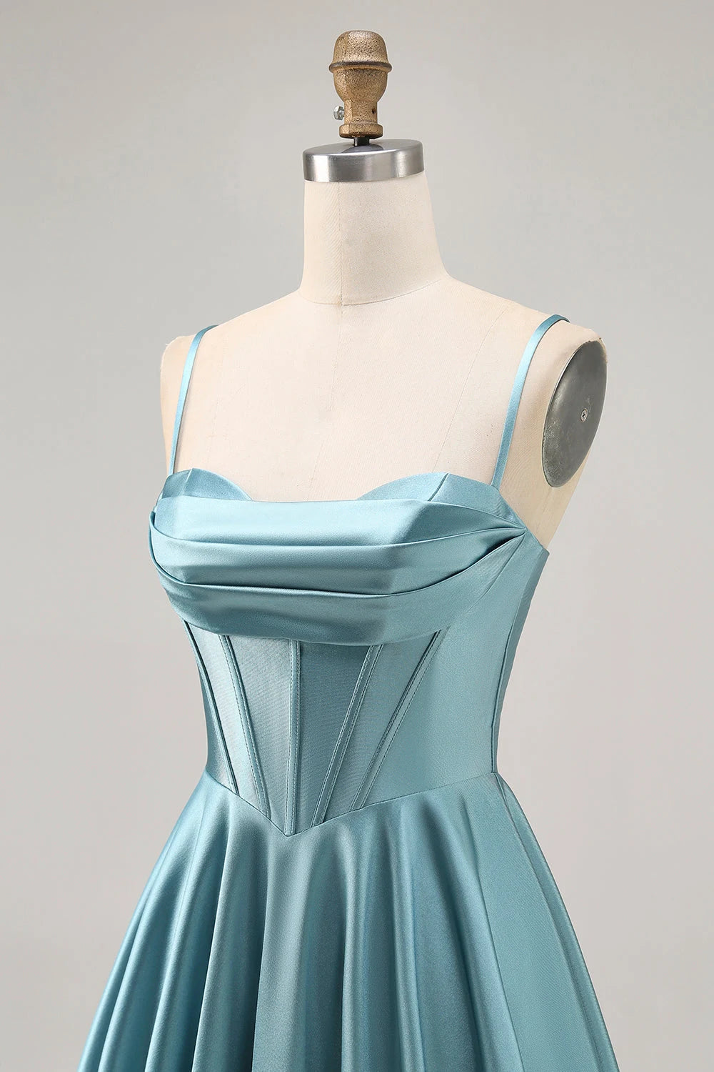 Chic A-Line Sweetheart Sleeveless Draped Corset Teal Short Homecoming Dress