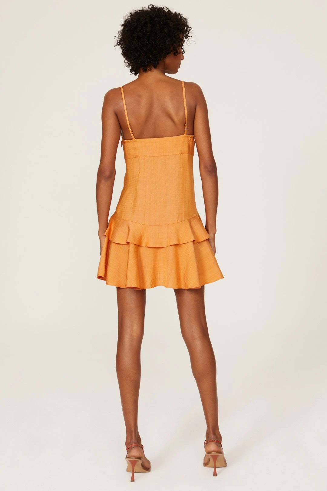 Chic A-Line V-Neck Ruffled Tiered Orange Mini Homecoming Dress for Women