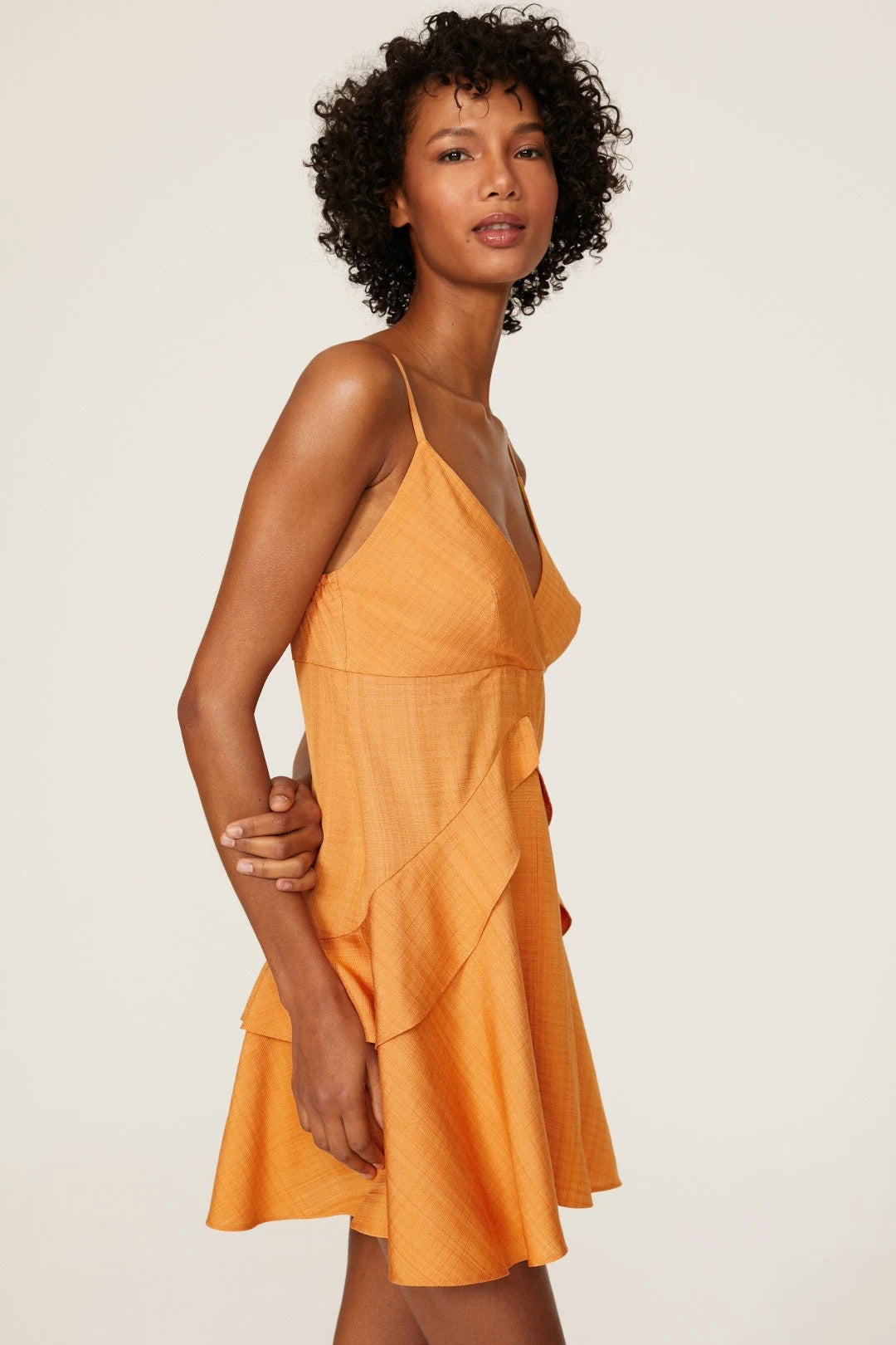 Chic A-Line V-Neck Ruffled Tiered Orange Mini Homecoming Dress for Women