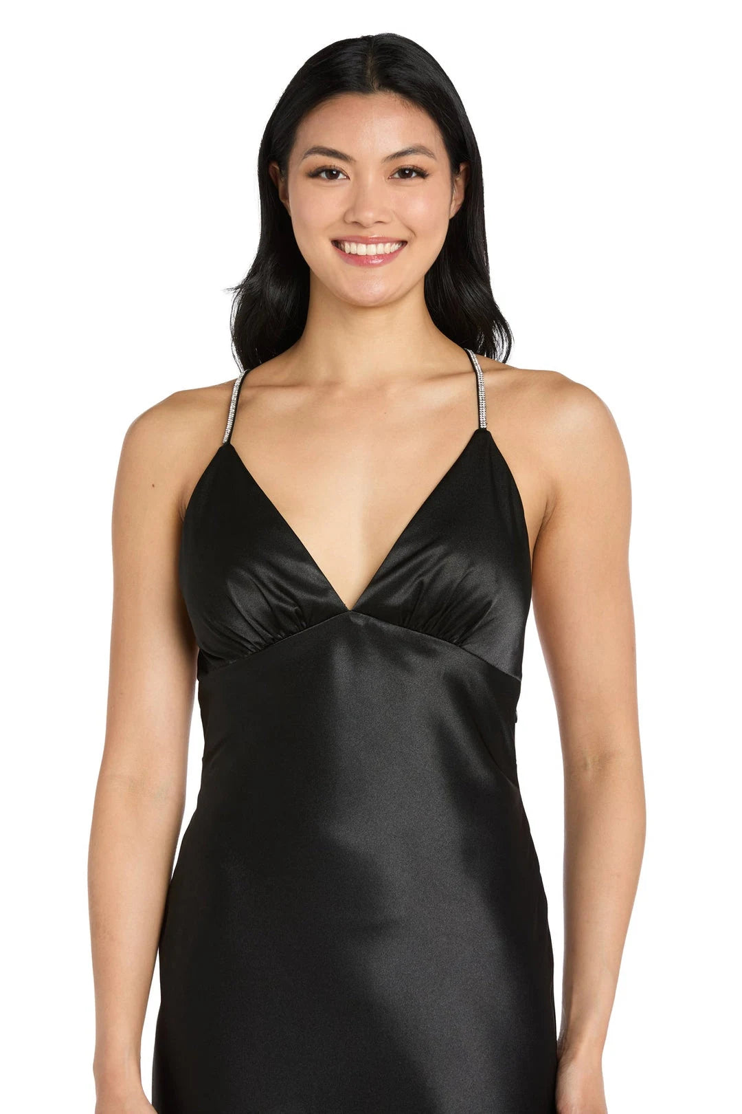 Chic A-Line V-Neck Sleeveless Backless Sparkling Black Maxi Prom Dresses Women