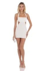 Chic Bodycon Halter Cowl Neck Sleeveless Cutout Light Pink Mini Homecoming Dresses Women's