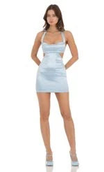 Chic Bodycon Halter Cowl Neck Sleeveless Cutout Light Pink Mini Homecoming Dresses Women's