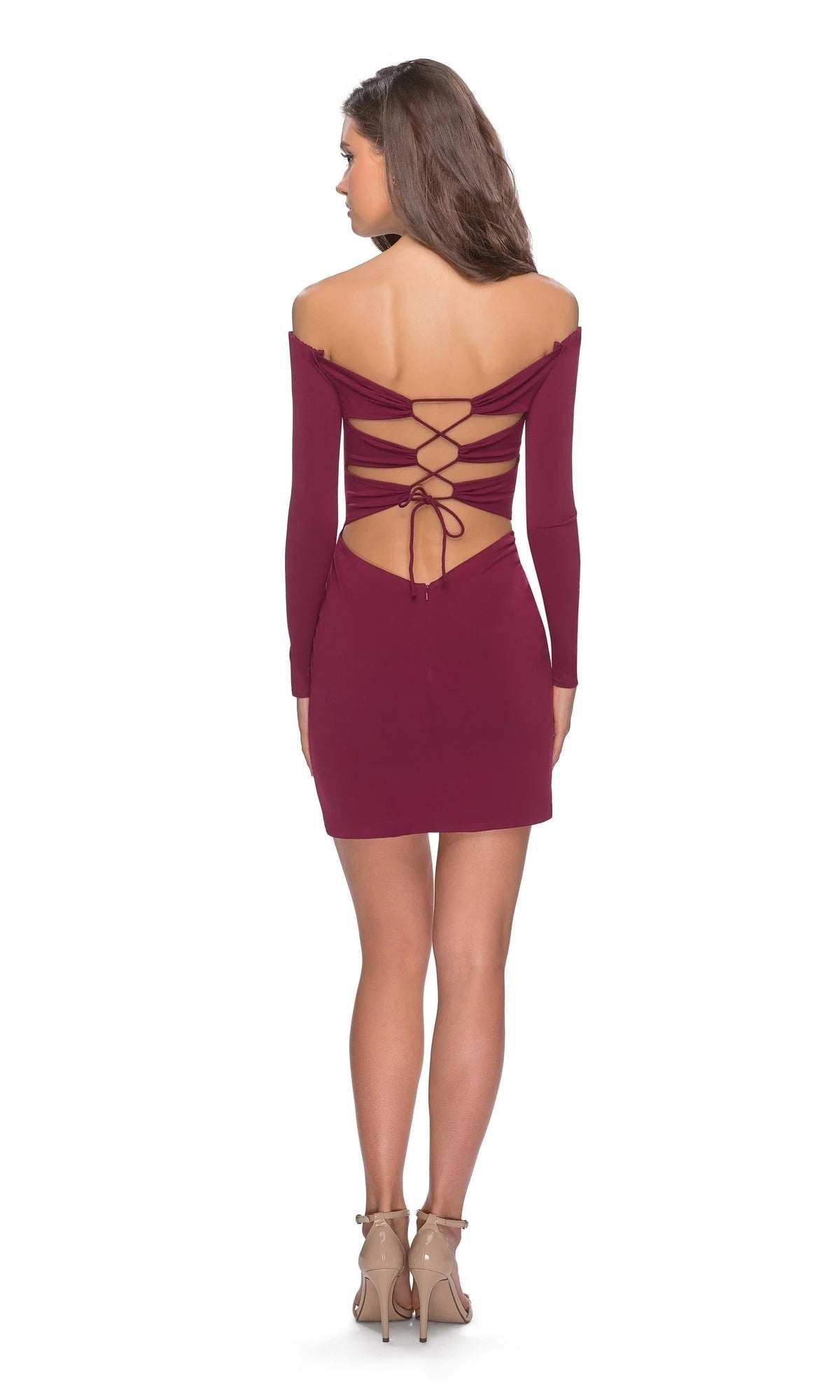 Chic Bodycon Off-Shoulder Long Sleeve Backless Black Mini Homecoming Dresses Women's