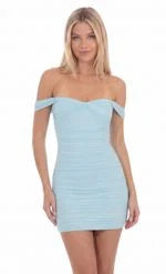 Chic Bodycon Off-Shoulder Ruched Baby Blue Mini Homecoming Dress For Women