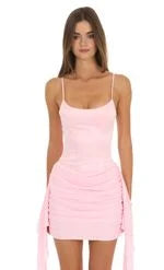 Chic Bodycon Scoop Neck Sleeveless Ruched Pink Mini Homecoming Party Dress