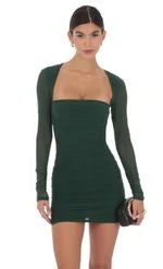 Chic Bodycon Square Neck Long Sleeve Ruched Backless Burgundy Mini Homecoming Dress