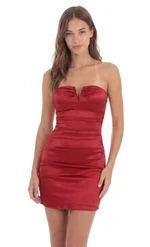 Chic Bodycon Strapless Ruched Short Royal Blue Homecoming Dress Women's Attire
