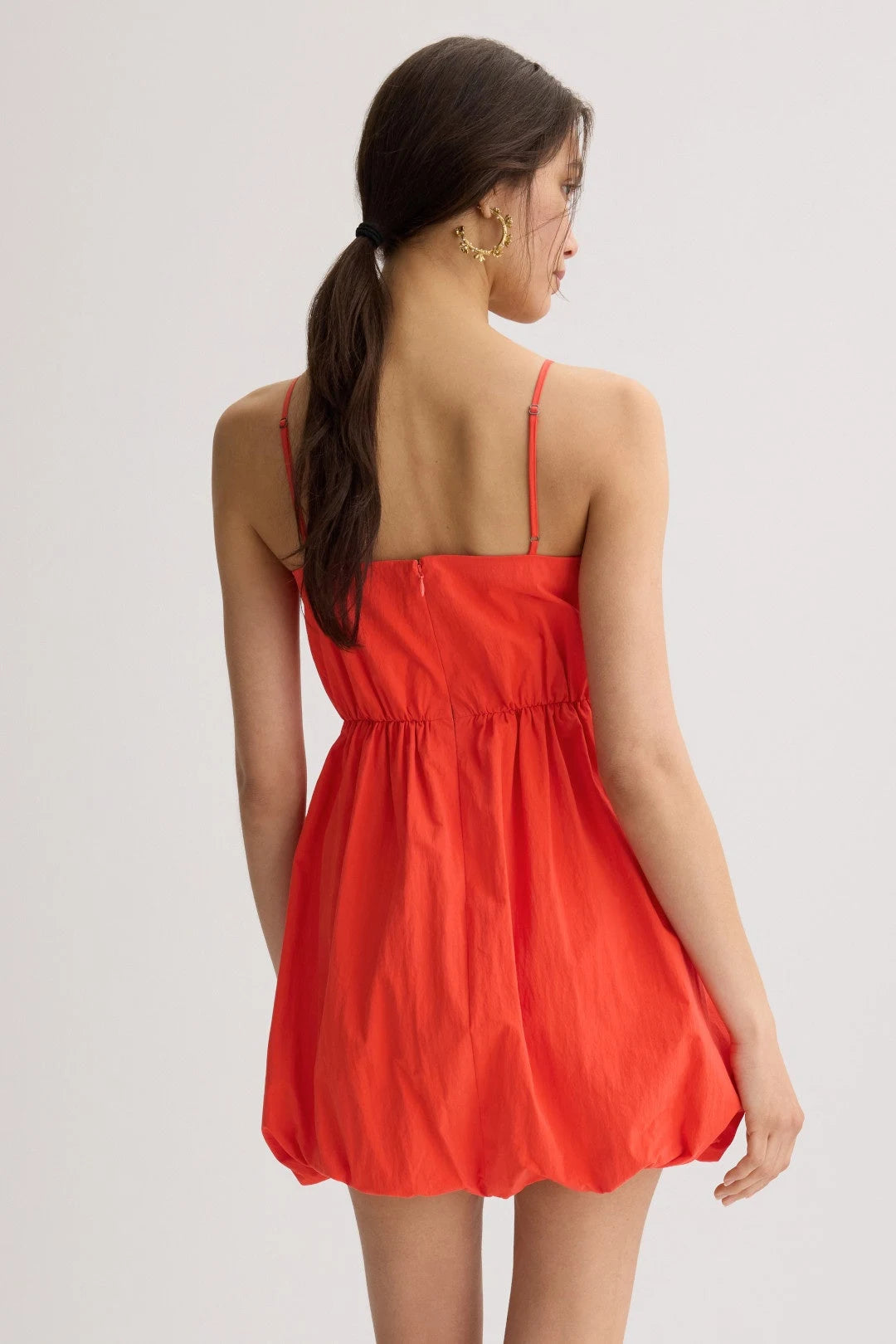 Chic Bubble Square Neck Sleeveless Ruched Vibrant Orange Mini Homecoming Dress Women's