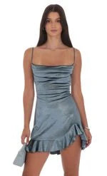 Chic Fitted Cowl Neck Sleeveless Ruffled Mini Black Homecoming Dresses for Women