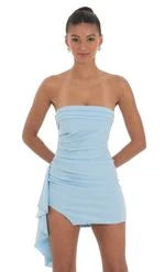 Chic Fitted Strapless Ruched Asymmetrical Teal Mini Homecoming Dress for Women