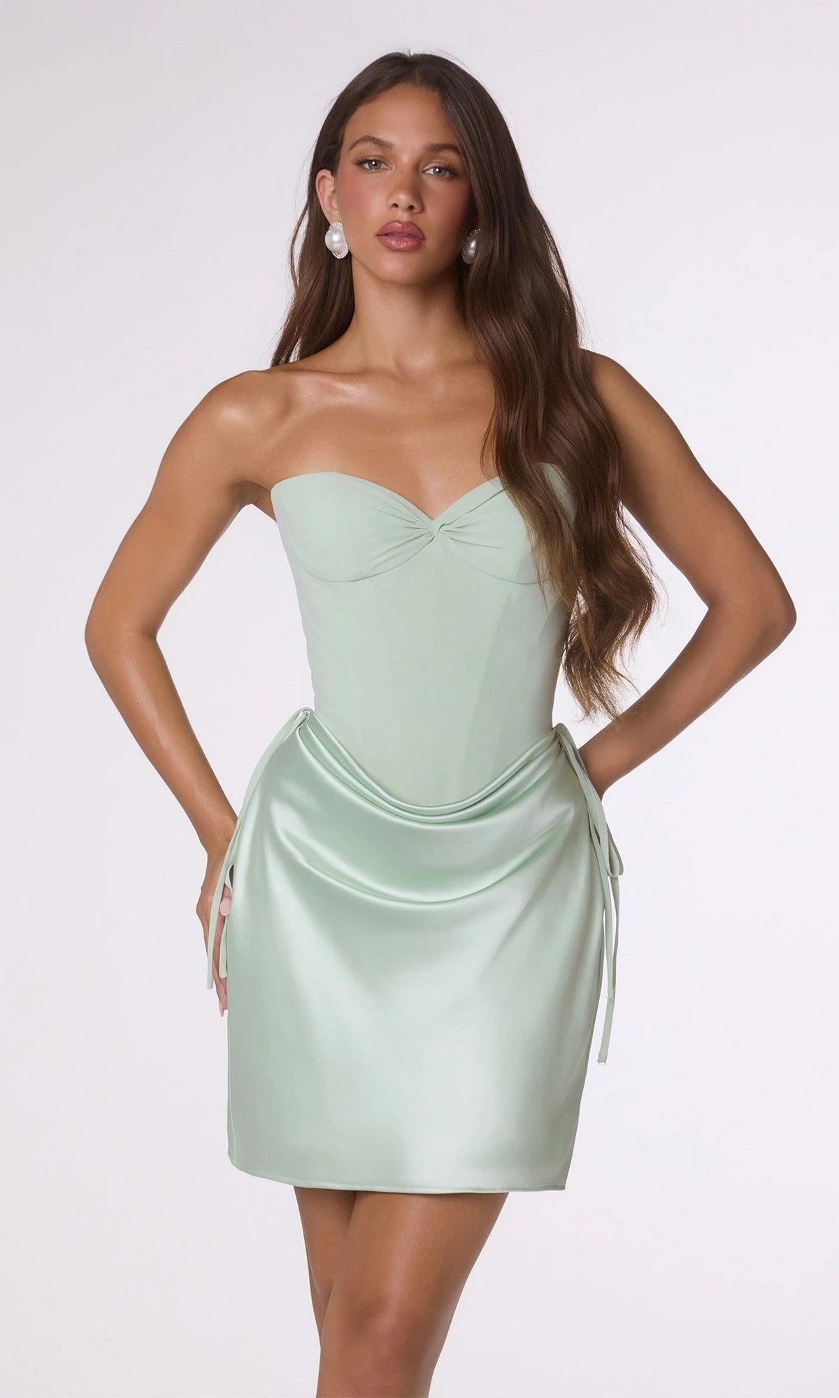 Chic Fitted Strapless Sleeveless Ruched Draped Chocolate Mini Homecoming Dress Women