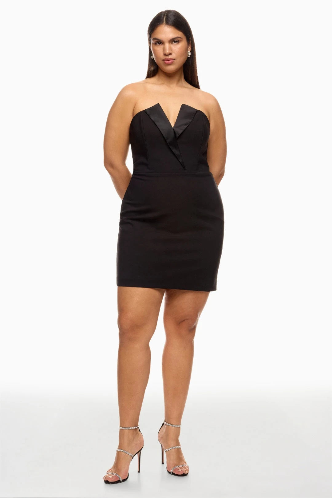 Chic Fitted Strapless Sleeveless Tuxedo-Inspired Elegant Black Mini Homecoming Dresses Women's