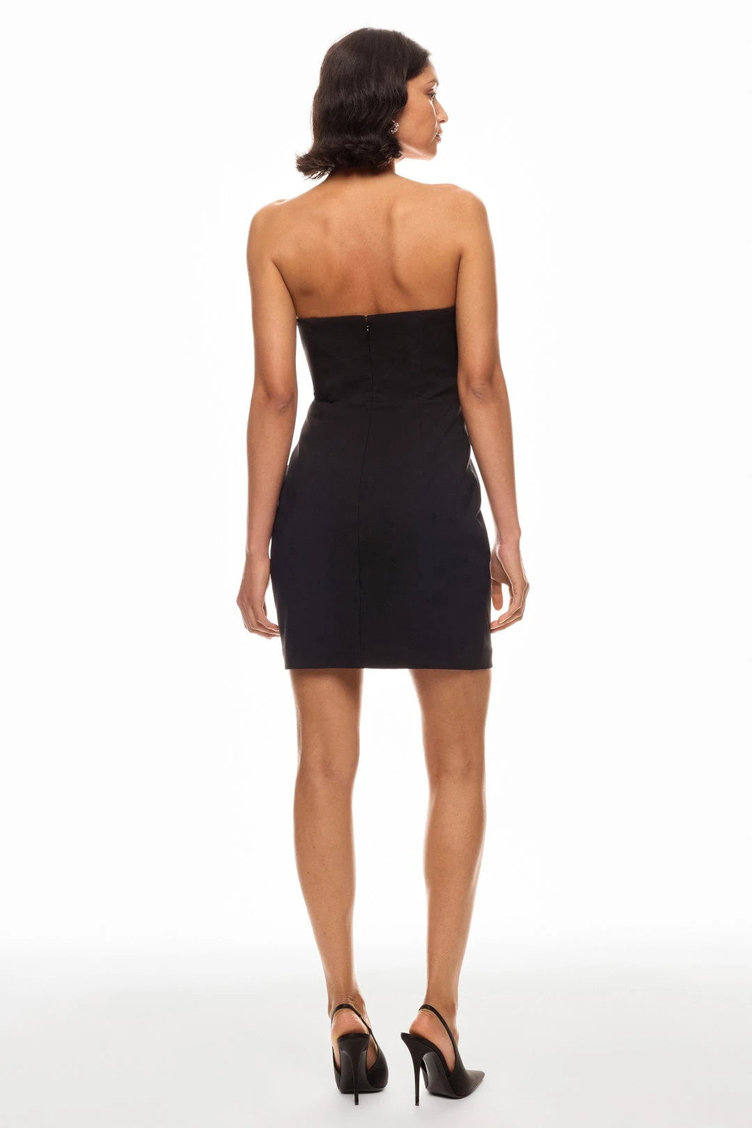 Chic Fitted Strapless Sleeveless Tuxedo-Inspired Elegant Black Mini Homecoming Dresses Women's