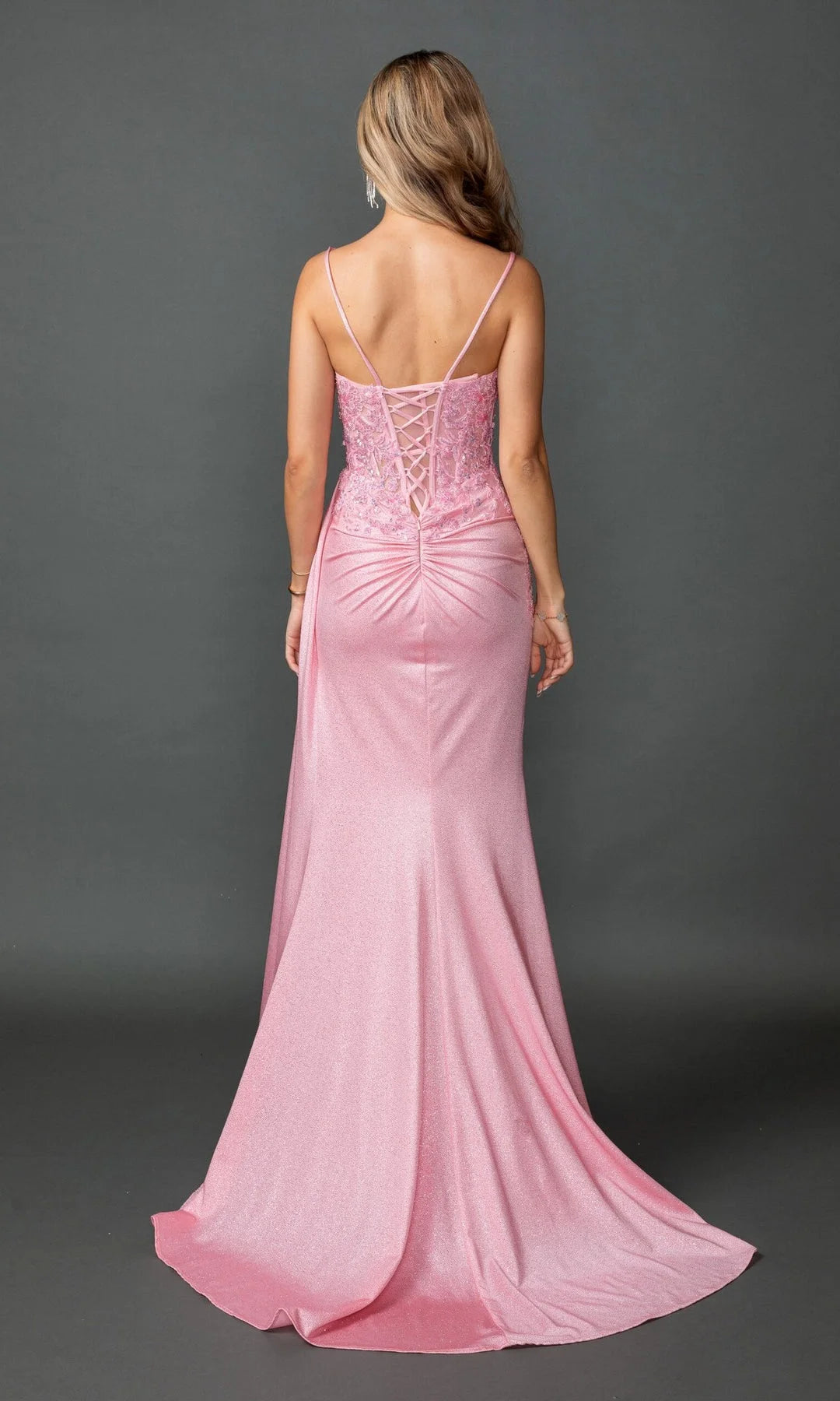 Chic Mermaid Sweetheart Sleeveless Corset-Slit Pink Long Prom Dresses Women Gown
