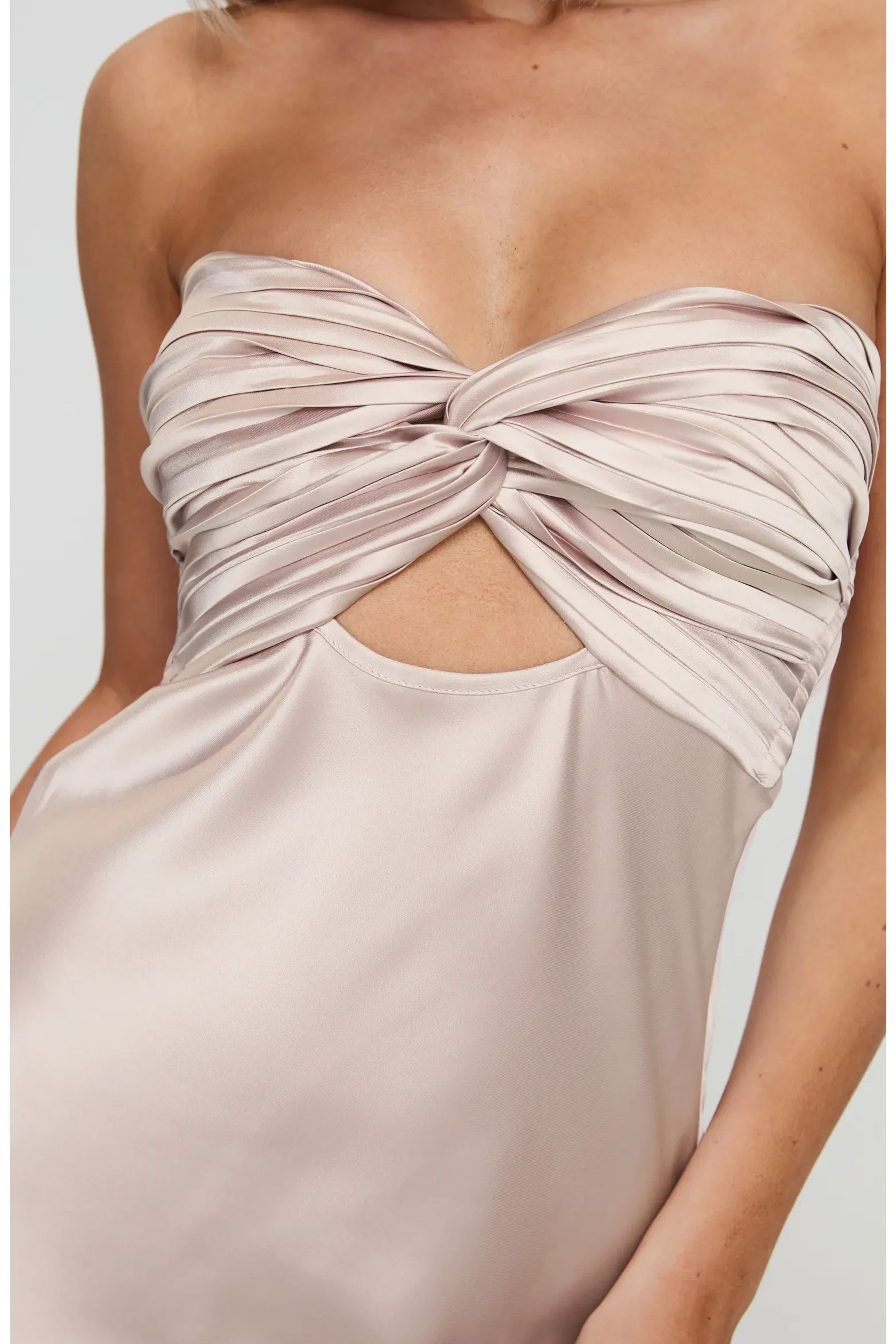 Chic Satin A-Line Strapless Twisted Cutout Open Back Mini Homecoming Dresses for Women