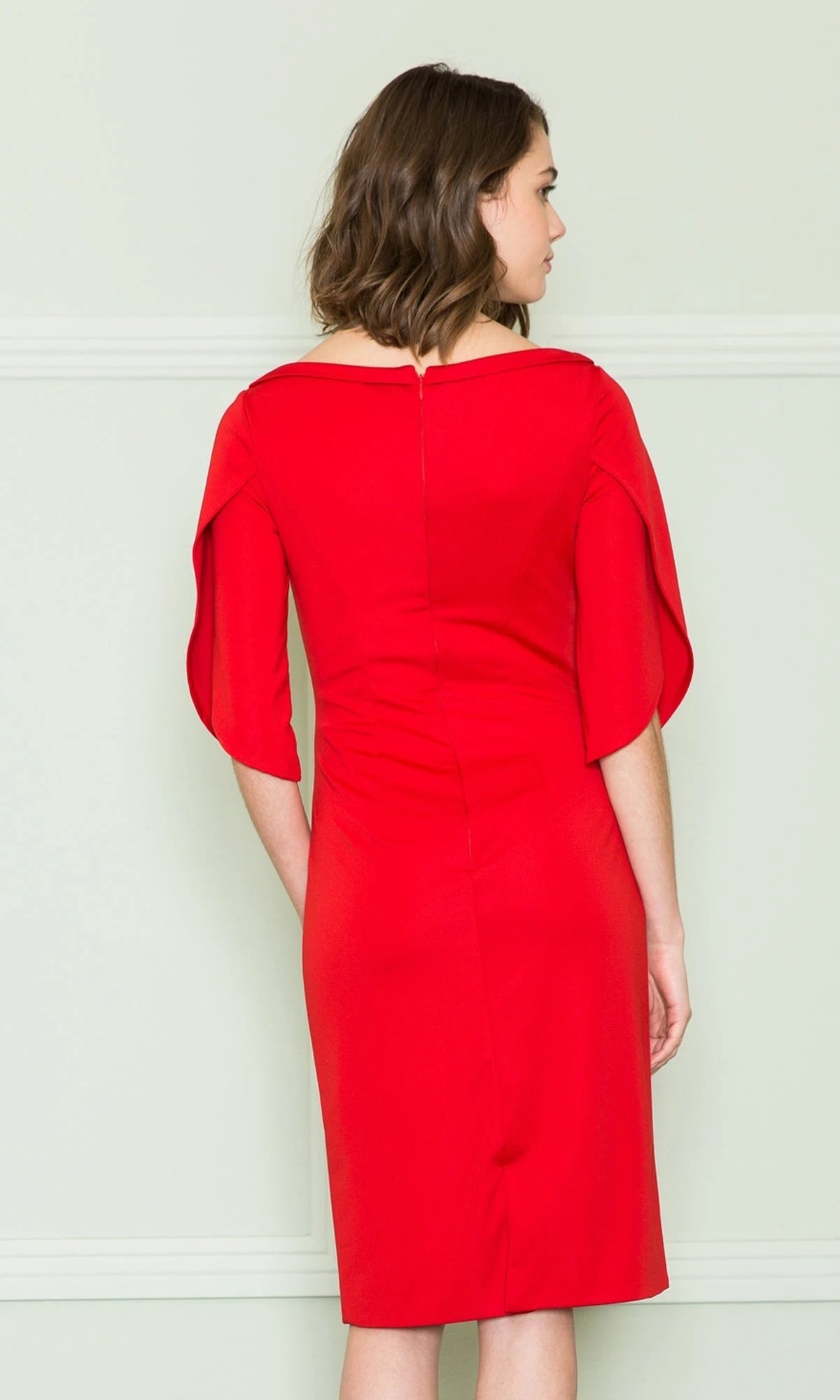 Chic Sheath Boat Neck Three-Quarter Sleeve Draped Royal Blue Knee-Length Homecoming Dress
