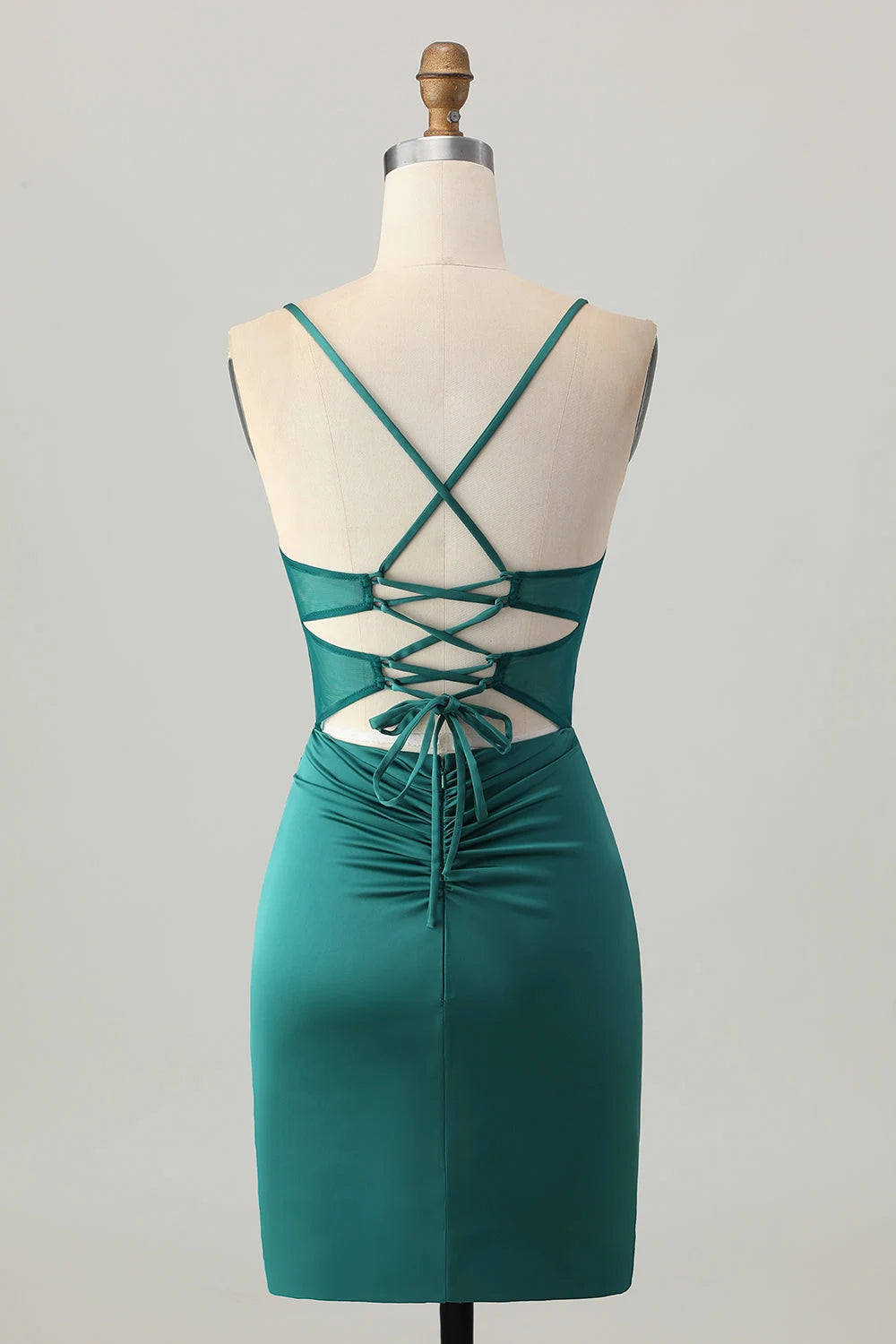 Chic Sheath Sweetheart Sleeveless Corset Ruched Emerald Green Mini Homecoming Dress