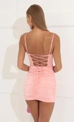 Dainty Bodycon Sweetheart Sleeveless Ruched Lace-Up Light Blue Mini Homecoming Dress Women's