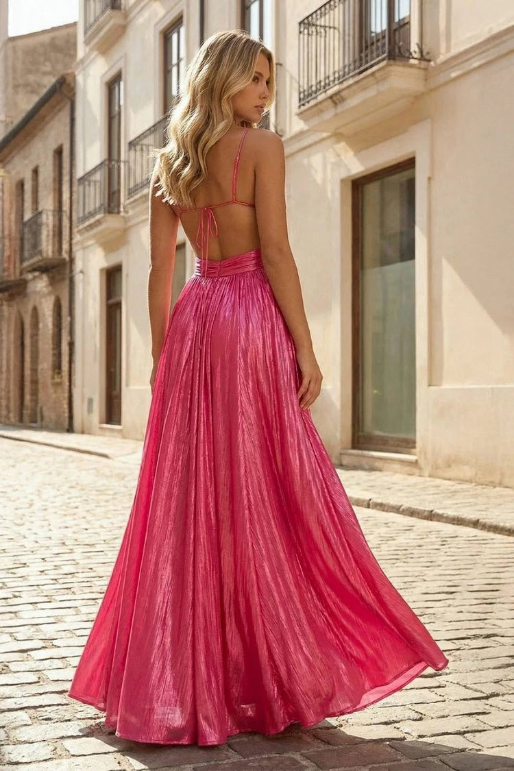 Dazzling A-Line Sweetheart Sleeveless Two-Piece Hot Pink Floor-Length Prom Dress