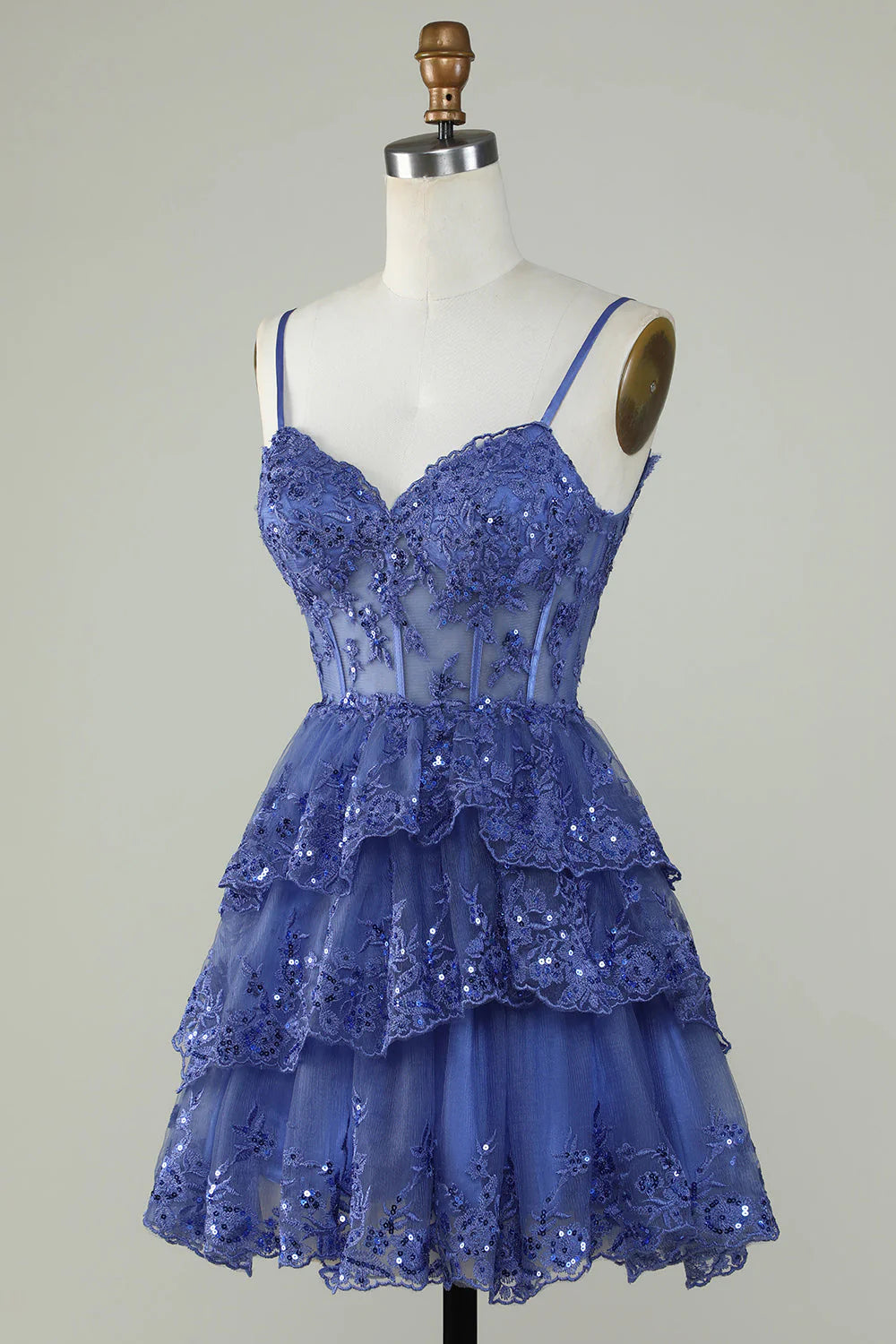 Wholesa Spaghetti Straps Sparkly Corset Party Dress Homecoming Dresses