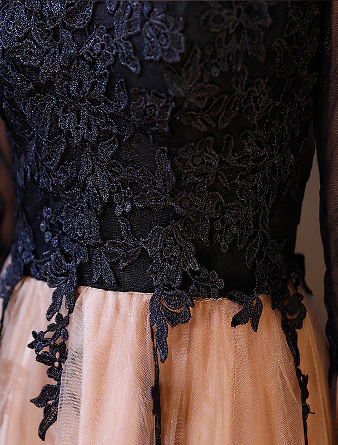 Elegant A-Line Lace Cocktail Dress, model posing.